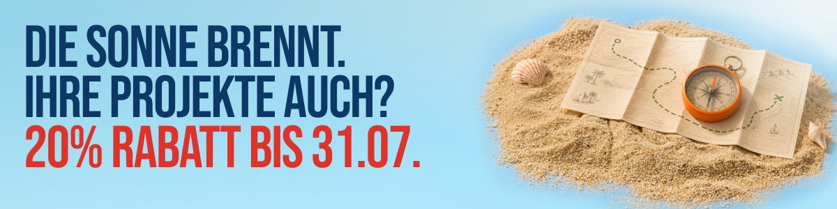 Sommerakademie 2026 - Die Sonne brennt. Ihre Projekte auch? 20% Rabatt bis 31.07.2026